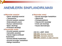 Anemilerin Sınıflandırılması Normokrom Normositer Anemiler